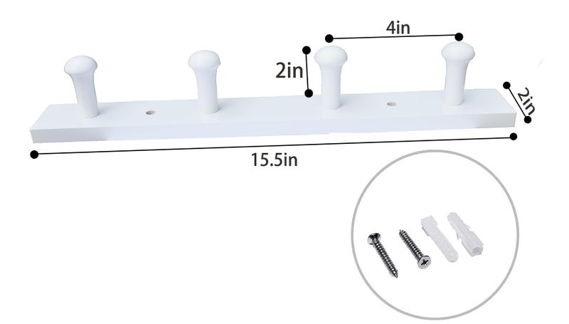 Tmflove Wall-Mounted Hook Coat and Hat Rack | Decorative Household Items | Entrance | Foyer | Hallway | Bathroom | Bedroom (4 Hooks, White) - Image 2